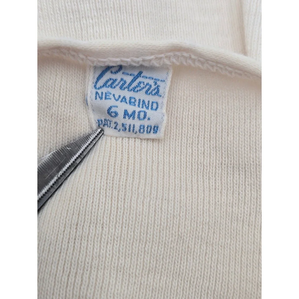 Vintage Carters Nevabind 6 Mo Cream Cotton Side Snap & Front Snap Baby Shirts 2p